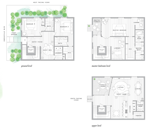 Floor plan for 3 beds, 3.5 baths, 3096 sqft